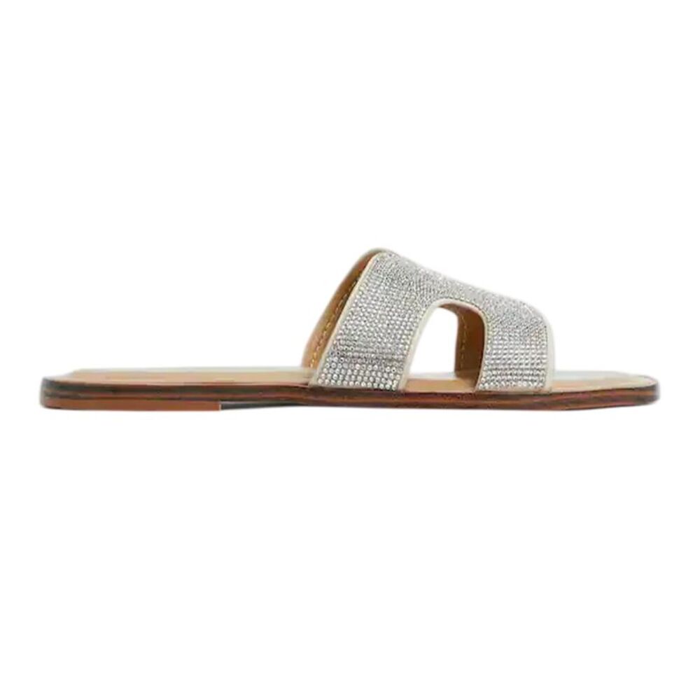 Aldo Womens/Ladies Diamante Flat Sandals / White